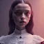 Placeholder: Full body, 3d render,Jenna Ortega, Wednesday addams 1800's women style, 1800's hair style, 1800's women clothes style, hyper realistic, octane render, unreal engine 5, 8k, palace background, uhd