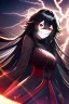 Placeholder: girl, masterpiece, best quality, cinematic lighting, detailed outfit, vibrant colors, perfect eyes, red eyes, long hair, black hair, messy hair, hair between eyes, depth of field, ray tracing, lightning magic, angry, smile,