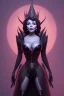 Placeholder: Joan Collins as evil queen in black leather, leather, busty, cleavage, angry, stern look. character design by cory loftis, fenghua zhong, ryohei hase, ismail inceoglu and ruan jia. unreal engine 5, artistic lighting, highly detailed, photorealistic, fantasy