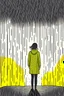 Placeholder: Ilustration of a woman standing alone in a storm , with rain pouring down around them