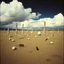 Placeholder: Strange spindle-shaped objects of various shapes, scattered over an arid wasteland, clouds, night, Max Ernst, Audubon, Amano, Walton Ford, Yves Tanguy, polaroid, 8k, 3d, 33mm photography, well defined