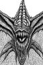 Placeholder: Moth / shark hybrid demon in the style of Berserk manga. B/w.