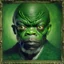 Placeholder: pintura barroca de samuel l jackson con ojos alienigenas, tela verde