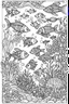 Placeholder: Stress Relief coloring page for kids, Whimsical underwater world with friendly sea creatures, cartoon style, thick outline, low details, no shading, no color