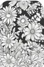 Placeholder: black and white wide beautiful cute floral frame for coloring pages, use a lot of big flowers in the frame, go all the way to the edges for the frame and leave a lot of space in the middle of the page, use only black and white, clear crisp outlines, no black background, go all the way to the outer edges of the page, use more space in the center of the page, make it rounder, use less shading