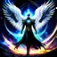 Placeholder: Gorgeous digital artwork. To merge Slender Man with Angel. Very strong and agile with his wings, the Cosmic Feng stands his ground. Chicken in the Chaos God Realm