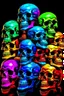 Placeholder: a stack of 1000 anatomically correct cartoonish skulls, vivid colors, dark comedy, well lit, high detail, photorealistic, dayglo, blacklight