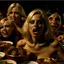 Placeholder: Horror movie shot, hot, ultra realistic, dine, horns, ultra chaos, realistic hot blonde women, party, pieces of meat, organs, hot dynamic, very excited people, hypermaximalist figures, light, 1970's Italian horror movie, sinister,, Dario Argento, Stanley Kubrik, ornate, 4k, photorealism