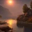 Placeholder: highly detailed indian lake landscape, sunset, illustration, cinematic lighting, 4k, 8k, octane render, digital concept art, trending on artstation, pinterest, extremely detailed, ambient lighting.