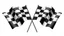 Placeholder: 2 checkered finishing flags crossed , black and white vector