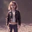 Placeholder: Lily rose depp toddler, full body, floral leather jacket, dynamic pose, tokio background, dramatic lighting, hyper realistic, unreal engine, 8k, upscale