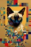 Placeholder: {A Siamese cat patchwork portrait by Klimt, Jennifer_lommers, Mondrian, van_Gogh, catrin_welz-stein, sachin_teng} [3d, hyperdetailed, intricate details, beautiful, polished finish] pop art, triadic colors, 8k, golden ratio, symmetrical, rule of thirds, geometric bauhaus