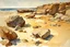 Placeholder: Sunny day, rocks, arid land, winslow homer watercolor paintings