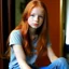 Placeholder: pretty girl, ginger, jeans, tight top, skinny, aged 13, dreamy, conventionally attractive,