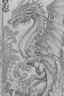 Placeholder: coloring book page of a magical dragon,monochrome, black and white, sharp, sketch drawing