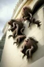 Placeholder: several weird hairy creatures climbing up the capitol building wall
