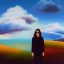 Placeholder: Full body portrait, painting, medium shot lady midground volumetric cloud