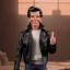 Placeholder: Wide view Young Fonz with black hair greaser figure doll 1977 (thumbs-up) (face) Forehead grin, fonzarelli, ((arnold's drive-in)) fonzie with henry winkler's face