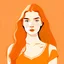 Placeholder: 2d Illustration of a 20 year old beautiful English woman, front view, flat single very light orange background