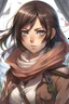 Placeholder: An anime attack on titan female character with Persian facial feature