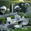 Placeholder: A picture of a modern garden with silver party decoration