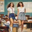 Placeholder: The classroom hummed with the restless energy of youth as the bell rang, signaling the end of another mundane day of lectures and worksheets. Two youthful women, their short hip skirts clinging tightly to their curves, exchanged mischievous glances as they gathered their belongings. Their shirts, pressed against their bodies, hinted at the undies hidden beneath. Their destination was an unconventional one, for instead of heading home or to a typical hangout spot, they made their way to the famil