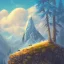 Placeholder: snoopy, MOUNTAIN, STREAM, blue sky, clouds, hellow