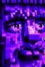 Placeholder: a close-up portrait of a purple Minecraft face, lipstick and eyelashes, 3d, large pixel style