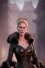 Placeholder: Cersei Lannister as evil queen in black leather and fur, busty, cleavage, voluptuous, lena headay, angry, stern look. character design by cory loftis, fenghua zhong, ryohei hase, ismail inceoglu and ruan jia. unreal engine 5, artistic lighting, highly detailed, photorealistic, fantasy