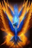 Placeholder: blue phoenix flaming wings, balanced, beautiful, smooth, flying