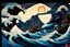 Placeholder: digital painting of the odyssey quest with the mythos by homer, in the style of hokusai