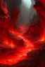 Placeholder: Light red lava caverns painted by Qiu Ying