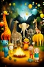 Placeholder: new year celebration fireworls family animals, elephant, bees, lion, bear, giraffe, tiger, peacock, panda,