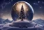 Placeholder: decorated Christmas tree standing in the universe on the globe of the planet Earth like little prince against a background of breathtaking stars