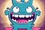 Placeholder: closeup on face of uglydoll cute character with big toothy grin, peculiar character style