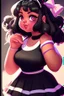 Placeholder: black cute chubby teen girl art fullbody