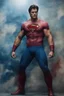 Placeholder: Christopher Reeve/Henry Cavill/David Corenswet ((Superman)), new 52, extremely huge, overexaggerated muscles, posing and flexing in a front of the camera, random extreme action poses, an extremely colorful, multicolored foggy blue marble wall in the background with a colorful marble tile floor, multicolored lightning, realism engine,