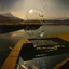 Placeholder: dusk landscape with lake,boat and human body, universe-like Soap Bubble,complex surgical instruments mixed with human body-like musical instruments,minimalism,Painting By Adrian Ghenie, Rene Magritte, Salvador Dali, Lucian Freud