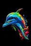 Placeholder: Acrtoon 2d art illustration . Colourful dolphin wears a black glass