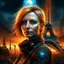 Placeholder: Portrait marianne symbole france cyberpunk, incendie tout eiffel en arrière plan