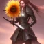 Placeholder: fantasy sunflower warrior girl sword