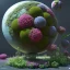 Placeholder: globe, plants and flowers around, kente, cinema 4d, octane render, high detail