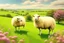 Placeholder: bucolic English countryside, peaceful sheep grazing in bright green grass, tiny colorful wildflowers Modifiers: extremely detailed bright studio setting 8k rose tones oil on canvas very attractive beautiful