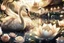 Placeholder: beautiful swan and cute chibi princess in a flowergarden with beautiful flowers, pond, in sunshine, H.R. Giger, anime, steampunk, surreal, watercolor and black in outlines, golden glitter, ethereal, cinematic postprocessing, bokeh, dof