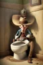 Placeholder: Woody the cowboy sitting on a toilet