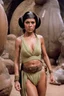 Placeholder: Karaba in princess Leia's slave costume of the Return of the Jedi, close to Jabba the Hutt.