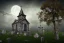 Placeholder: small church, graveyard, one moon, dead tree