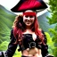 Placeholder: gorgeous female pirate wearing a trihorn hat