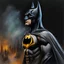 Placeholder: Batman Facial Portrait, dark, multicolored watercolor stained wall in the background, oil painting in the art style of Boris Vallejo, 32k UHD, Hyper realistic, photorealistic, realistic, sharp, highly detailed, professional quality, beautiful, awesome, majestic, superb, trending on artstation