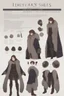 Placeholder: A dnd character sheet. A woman dressed for the cold north dressed in dark furs, with brown hair